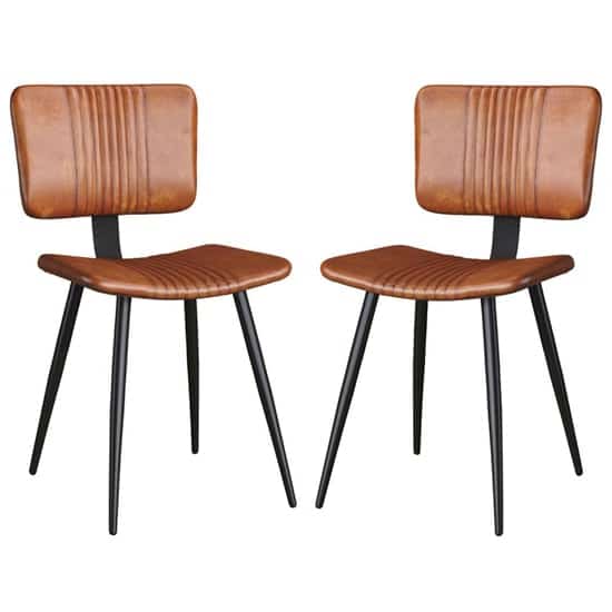 Oundle Bruicato Genuine Leather Dining Chairs In Pair