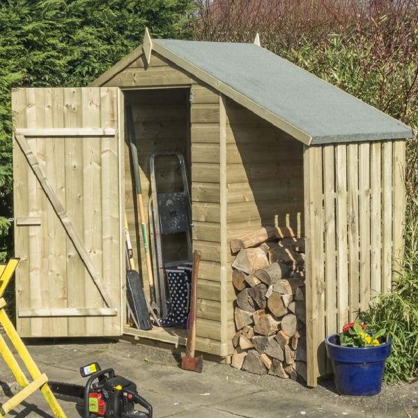 Outlane Wooden Garden Apex Shed With Lean In Natural 4×3 | Bed Sava