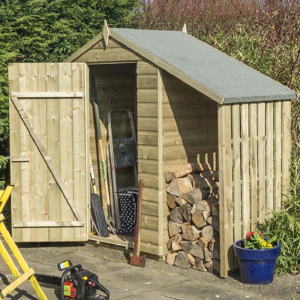 Outlane Wooden Garden Apex Shed With Lean In Natural 4x3