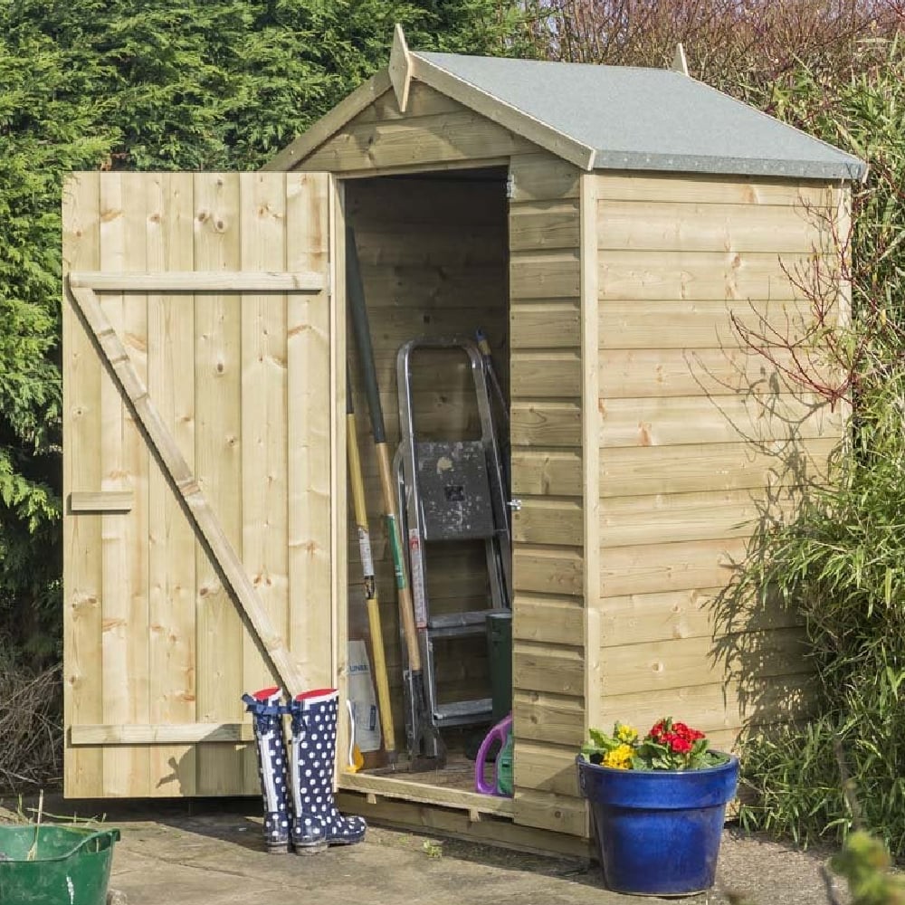 Outlane Wooden Garden Apex Shed In Natural 4x3