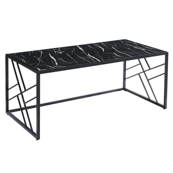 Ovid Gloss Black Marble Effect Coffee Table With Black Frame | Bed Sava