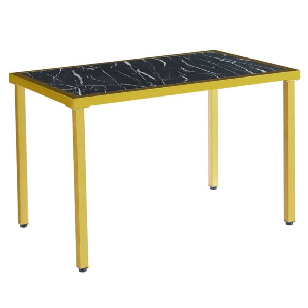 Ovid Gloss Black Marble Effect Dining Table With Gold Frame | Bed Sava