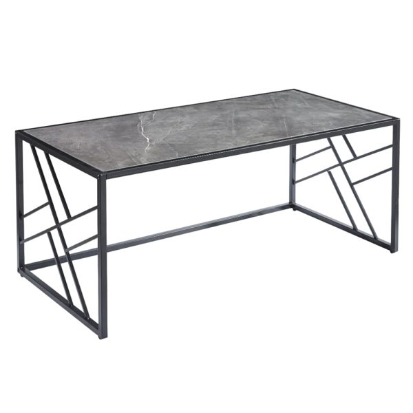 Ovid Gloss Grey Marble Effect Coffee Table With Black Frame | Bed Sava