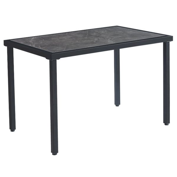 Ovid Gloss Grey Marble Effect Dining Table With Black Frame | Bed Sava