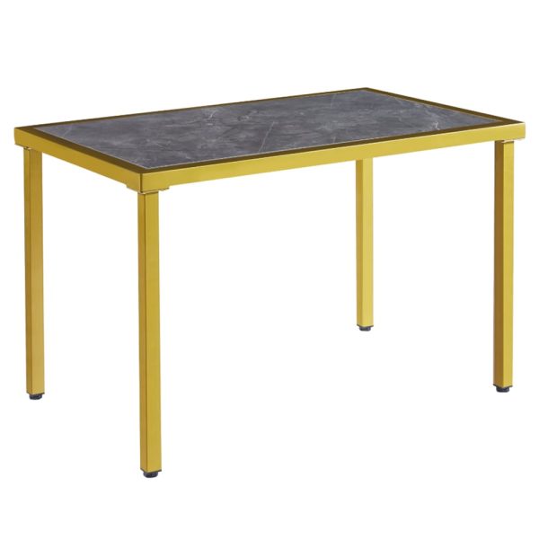 Ovid Gloss Grey Marble Effect Dining Table With Gold Frame | Bed Sava