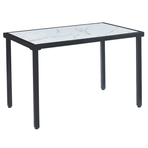 Ovid Gloss White Marble Effect Dining Table With Black Frame | Bed Sava