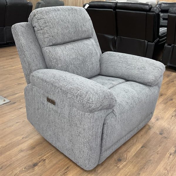 Owenton Fabric Electric Recliner 1 Seater Sofa In Grey | Bed Sava
