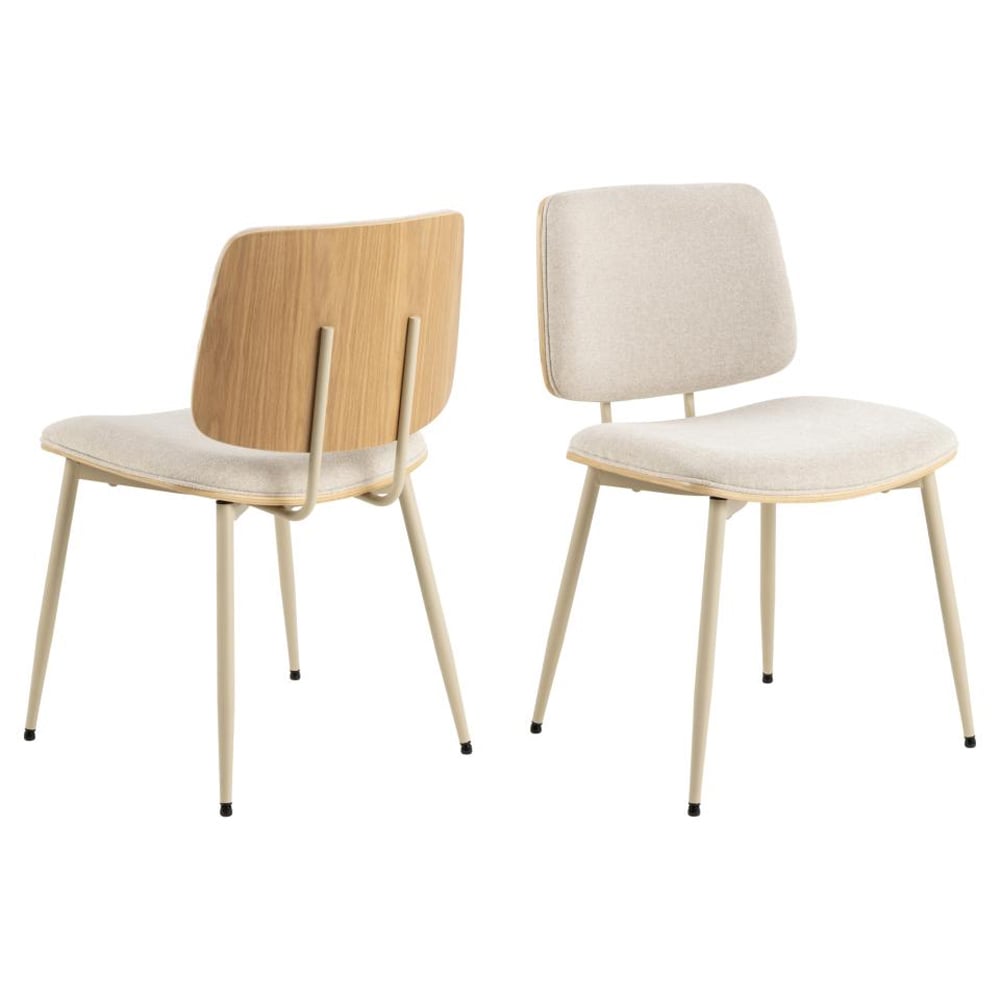 Oxford Beige Oak Fabric Dining Chairs In Pair