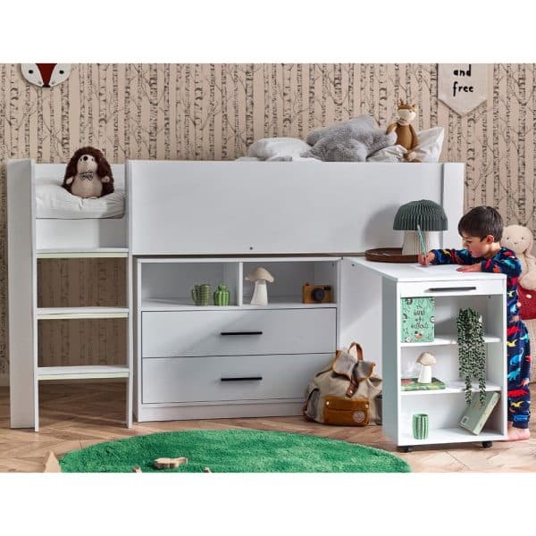 Oxford Wooden Mid Sleeper Children Bed In White | Bed Sava