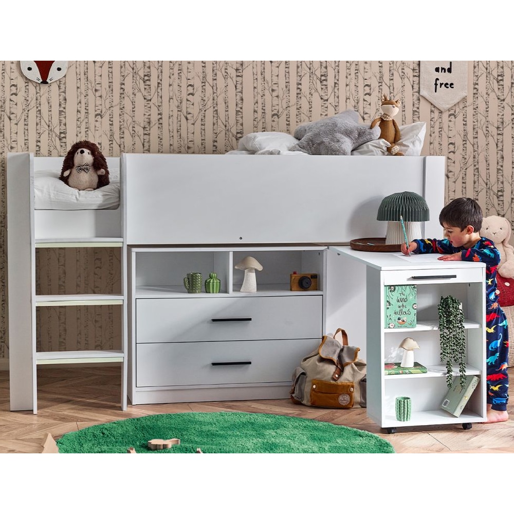 Oxford Wooden Mid Sleeper Children Bed In White