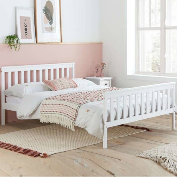 Oxfords Wooden Double Bed In White | Bed Sava