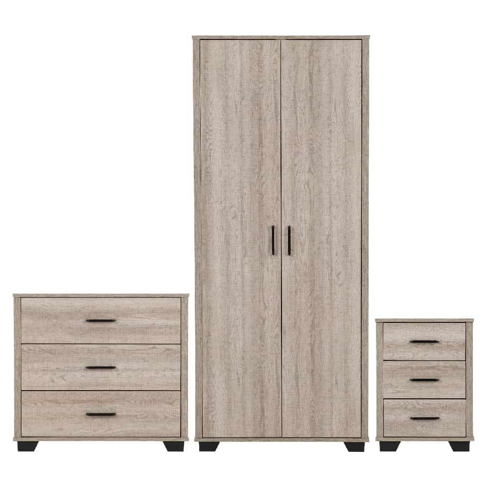 Oxnard Wooden 3 Piece Bedroom Furniture Set In Light Oak
