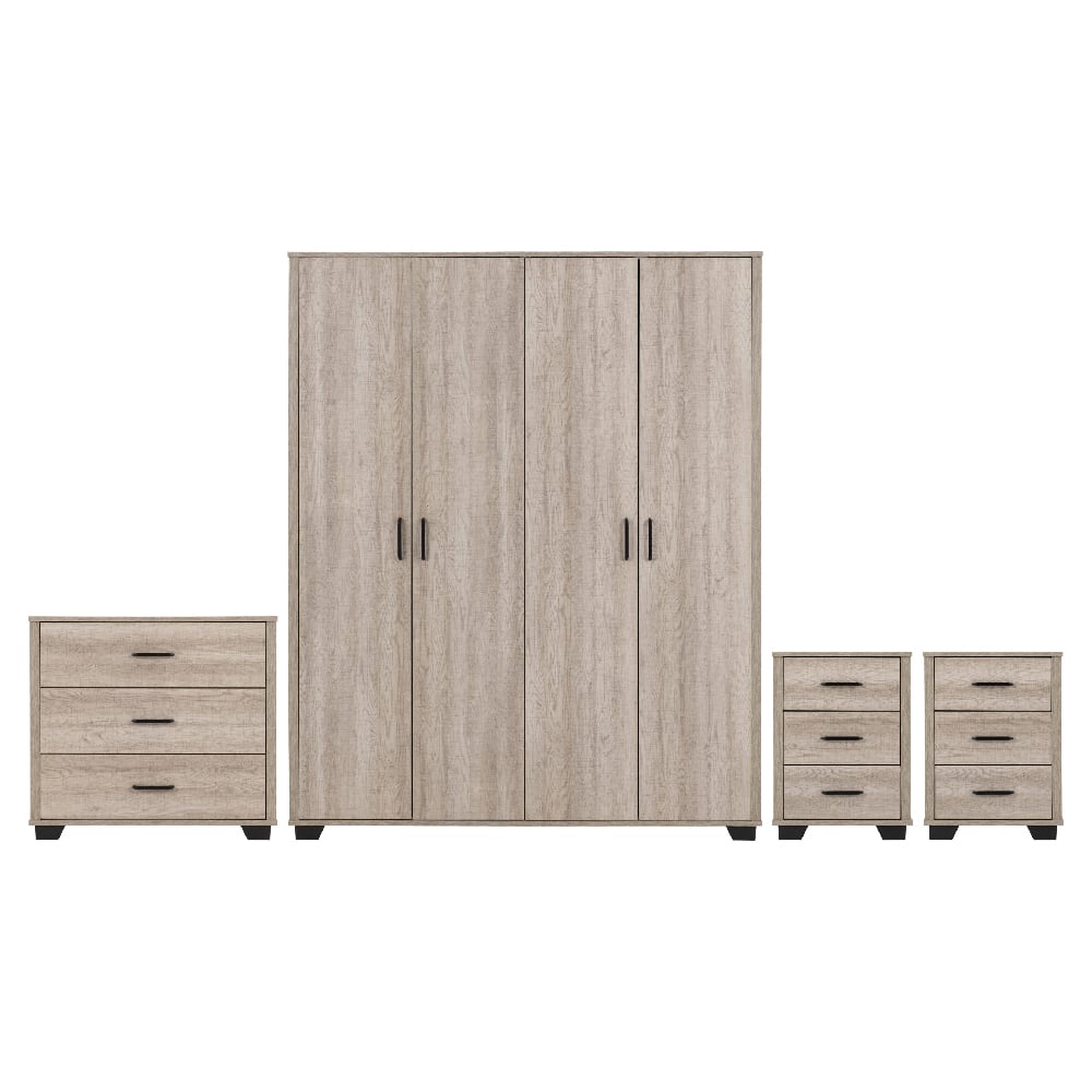 Oxnard Wooden Bedroom Furniture Set With 4 Doors In Light Oak
