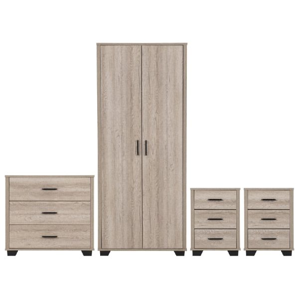 Oxnard Wooden Bedroom Furniture Set With 2 Doors In Light Oak | Bed Sava
