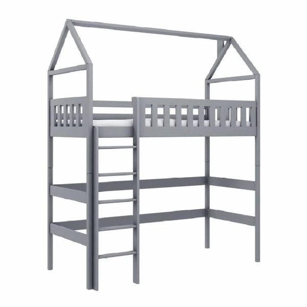 Ozark Wooden Bunk Bed With Foam Mattress And Ladders In Grey | Bed Sava