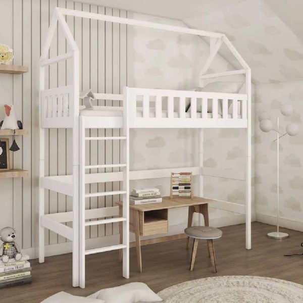 Ozark Wooden Bunk Bed Without Mattress And Ladders In White | Bed Sava