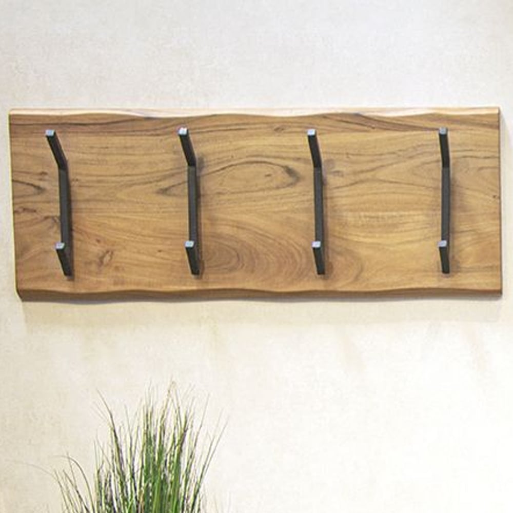 Ozark Wooden Coat Rack With 4 Black Hook In Oak