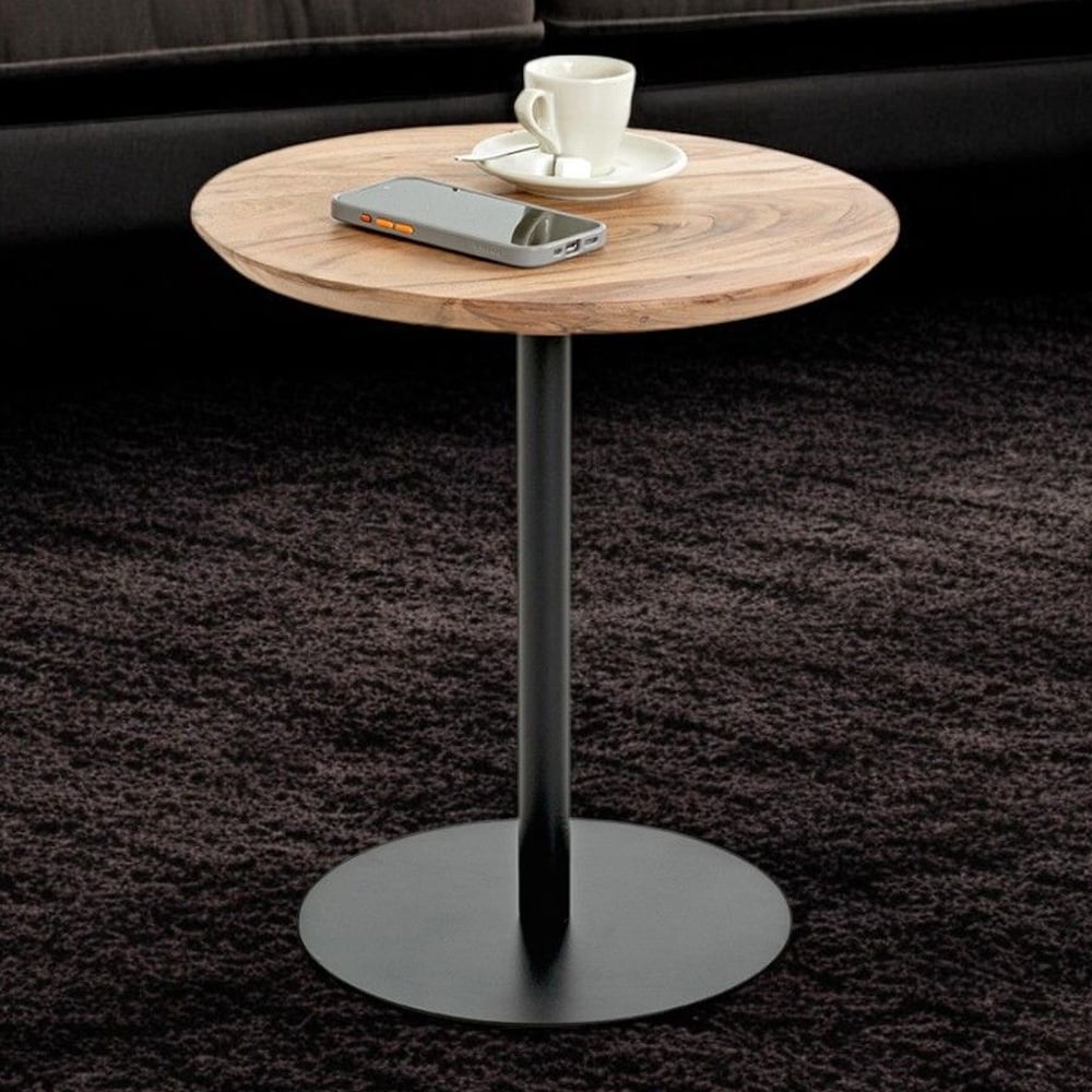 Ozark Wooden Round End Table In Oak Black