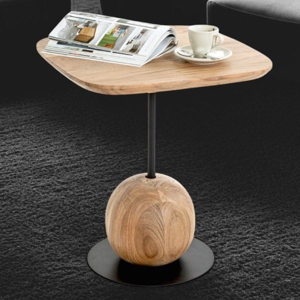 Ozark Wooden Square End Table In Oak Black | Bed Sava