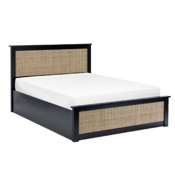 Pabla Wooden Storage Ottoman Double Bed In Black | Bed Sava