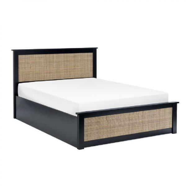 Pabla Wooden Storage Ottoman King Size Bed In Black | Bed Sava