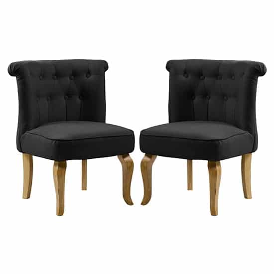 Pacari Black Fabric Dining Chairs With Wooden Legs In Pair