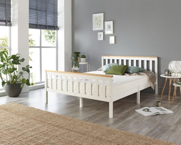 Pacific Solid Wood White Bed Frame  Single to Super King Sizes | Bed Sava