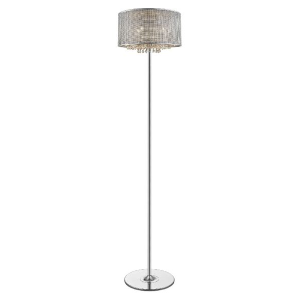 Palace 4 Light Crystal Droplet Floor Lamp In Chrome Sliver | Bed Sava