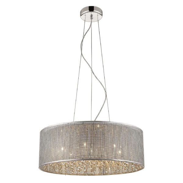 Palace 7 Light Crystal Droplet Pendant Light In Chrome Sliver | Bed Sava
