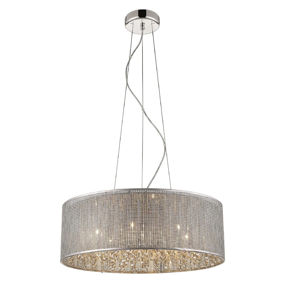 Palace 7 Light Crystal Droplet Pendant Light In Chrome Sliver