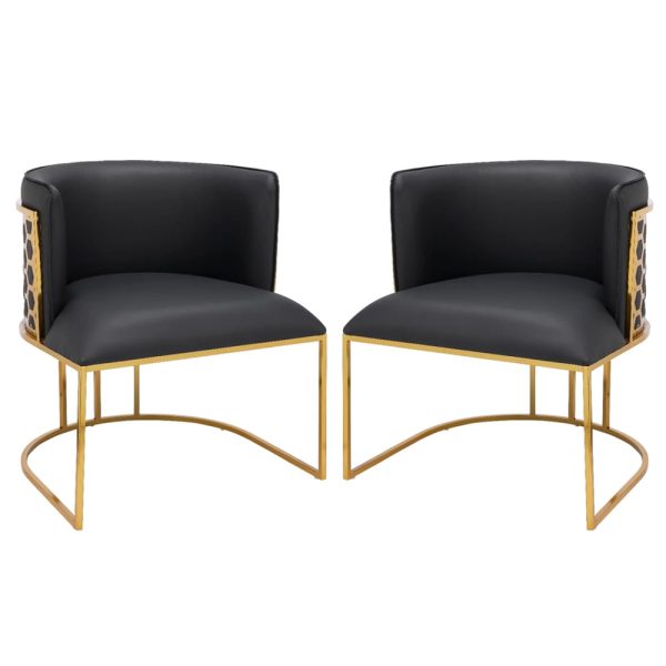 Palmer Black Faux Leather Dining Chairs With Gold Frame In Pair | Bed Sava