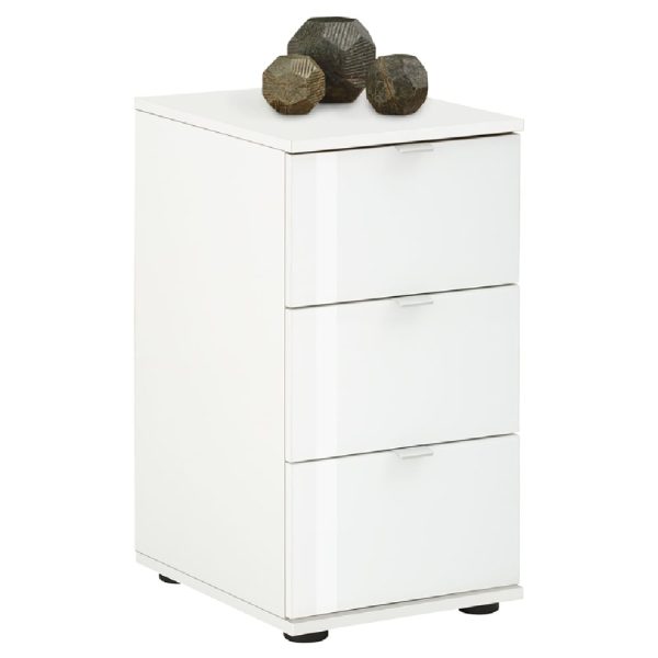 Palmer Wooden Office Pedestal With 3 Glass Drawers In White | Bed Sava