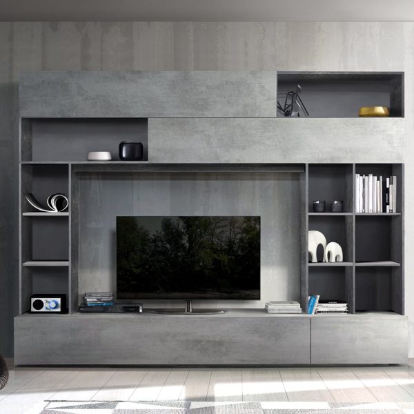 Pandora Wooden Entertainment Unit In Oxide And Cement | Bed Sava