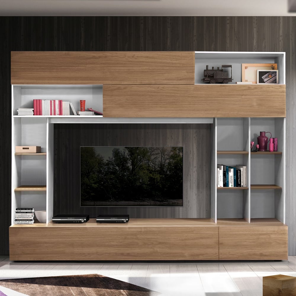 Pandora Wooden Entertainment Unit In White And Stelvio Walnut