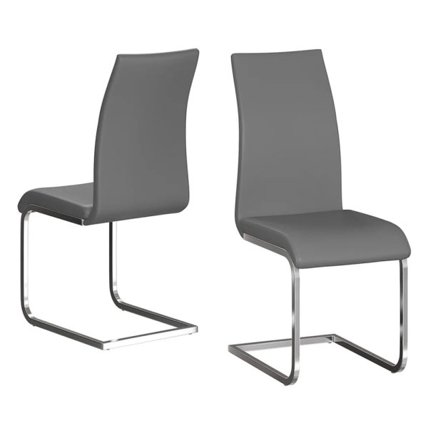 Paoli Grey Faux Leather Dining Chairs In Pair | Bed Sava
