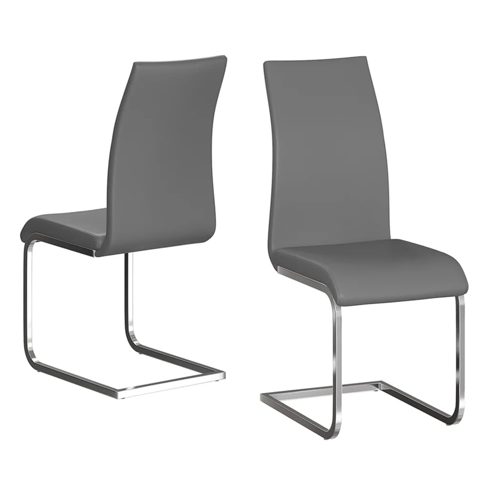 Paoli Grey Faux Leather Dining Chairs In Pair