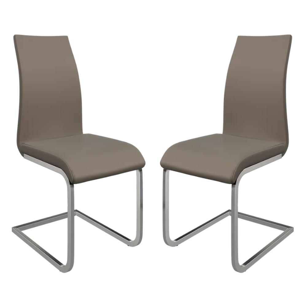 Paoli Taupe Faux Leather Dining Chairs In Pair