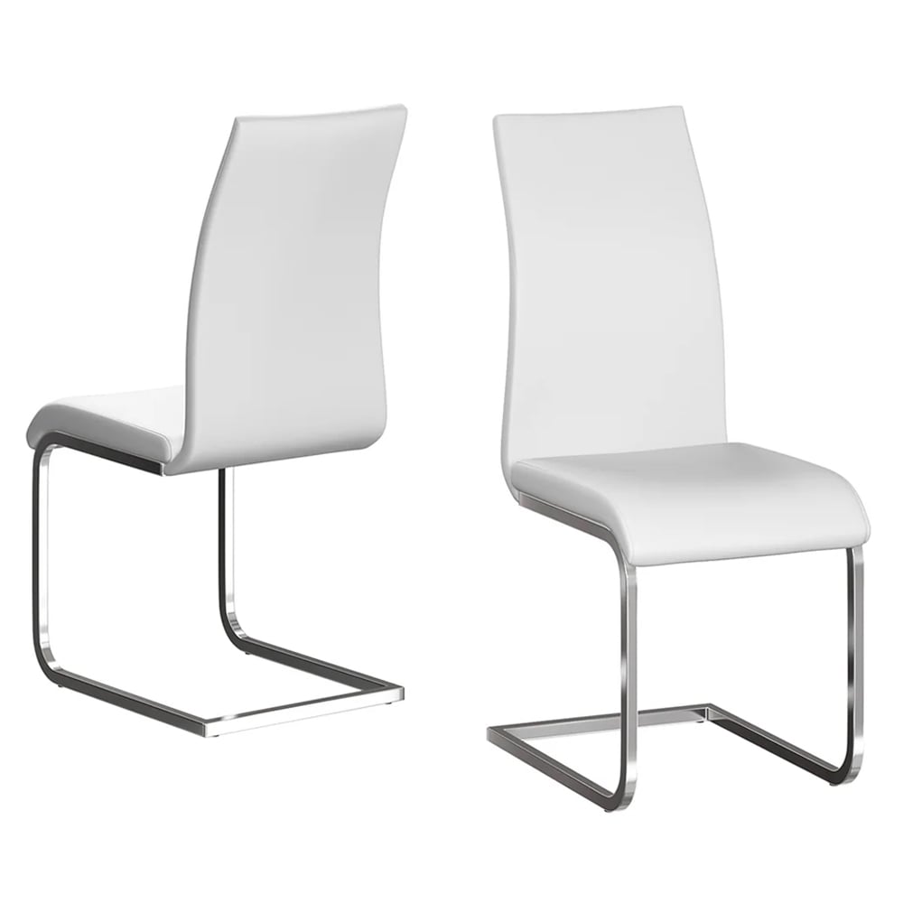 Paoli White Faux Leather Dining Chairs In Pair