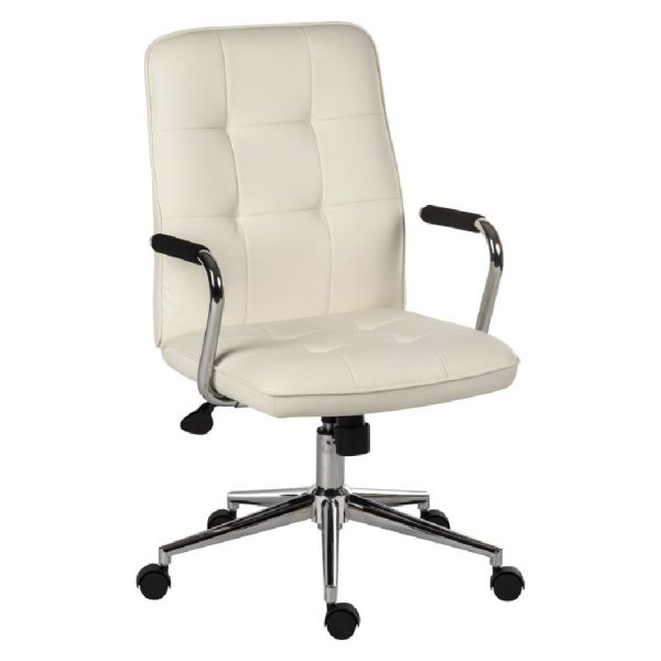 Papillion Leather Home And Office Chair In White | Bed Sava