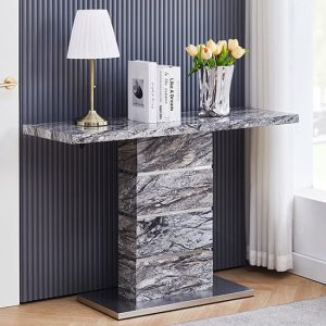Parini High Gloss Console Table In Melange Marble Effect | Bed Sava