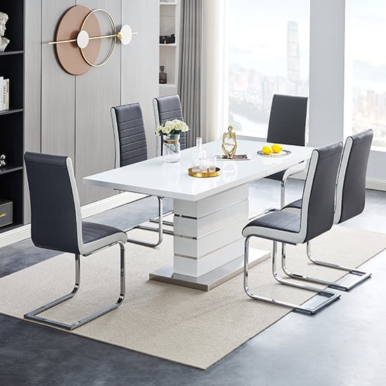 Parini Small Extending White Dining Table 4 Symphony Black Chairs