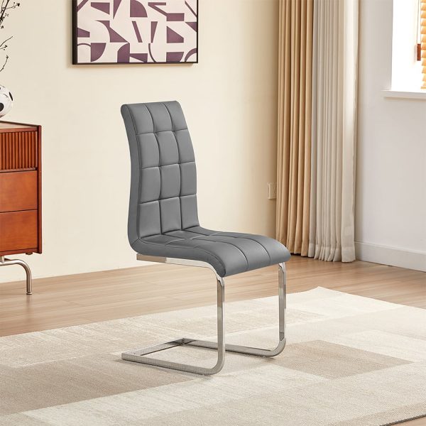 Paris Faux Leather Dining Chair In Grey | Bed Sava