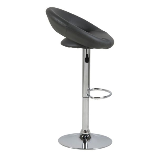 Parker Leather Bar Stool With Chrome Base In Black | Bed Sava