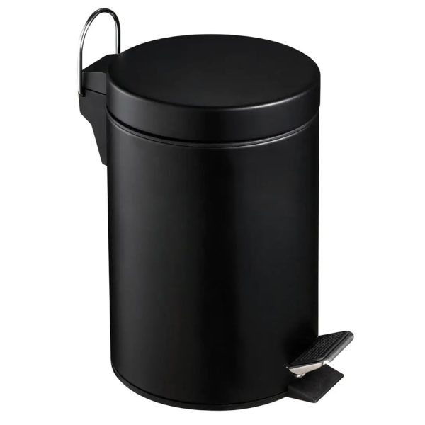 Parker Stainless Steel 3 Litre Pedal Bin In Matt Black | Bed Sava