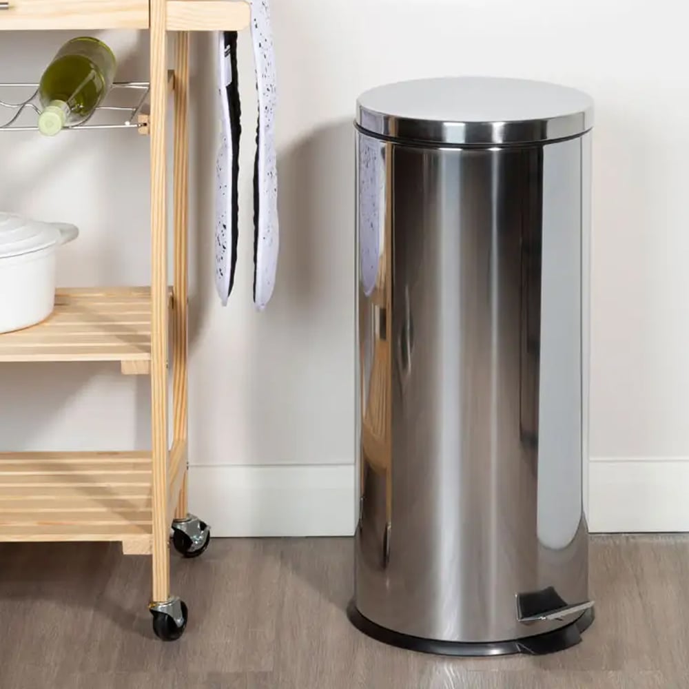 Parker Stainless Steel 30 Litre Pedal Bin In Silver