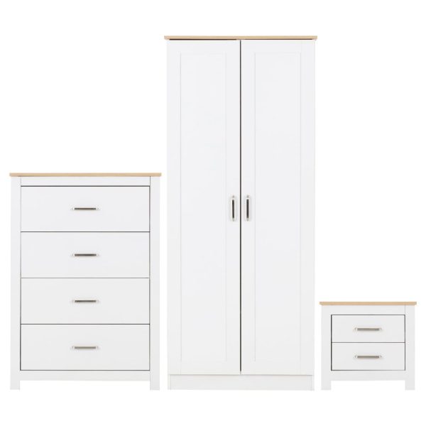 Parnu Wooden Bedroom Furniture Set With 2 Doors In White And Oak | Bed Sava