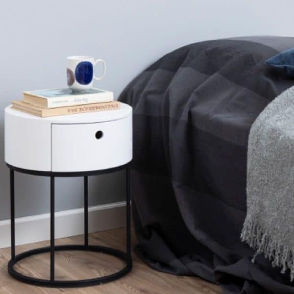 Pasco Wooden Bedside Cabinet With 1 Drawer In White | Bed Sava