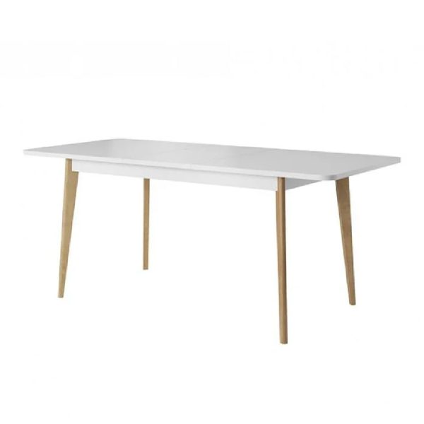 Pasco Wooden Extendable Dining Table In Matt White And Oak | Bed Sava