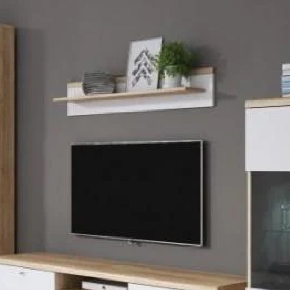 Pasco Wooden Wall Shelf In Matt White And Oak