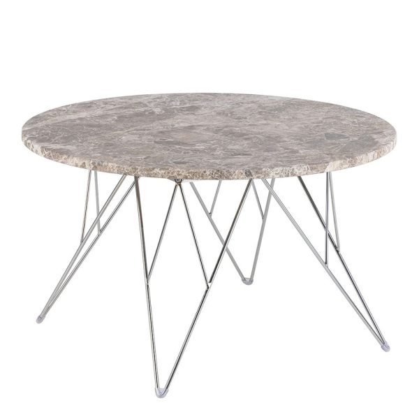 Patoka Grey Brown Marble Coffee Table With Chrome Frame | Bed Sava